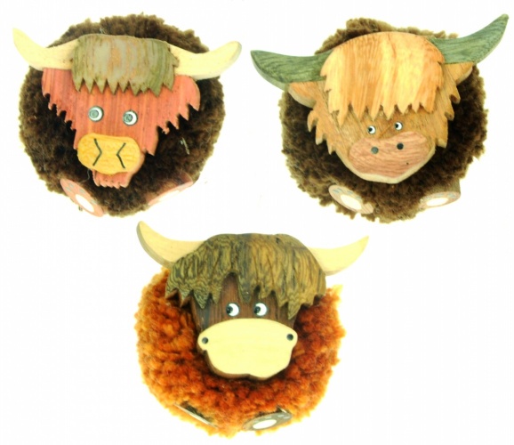 5043P-HC:  Highland Cow Pom Pom Magnets (Pack Size 36) - TEMP OUT OF STOCK