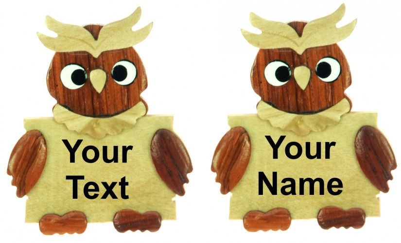 5043S-PL-OW:  Owl Magnets - Your Text (Pack Size 72)