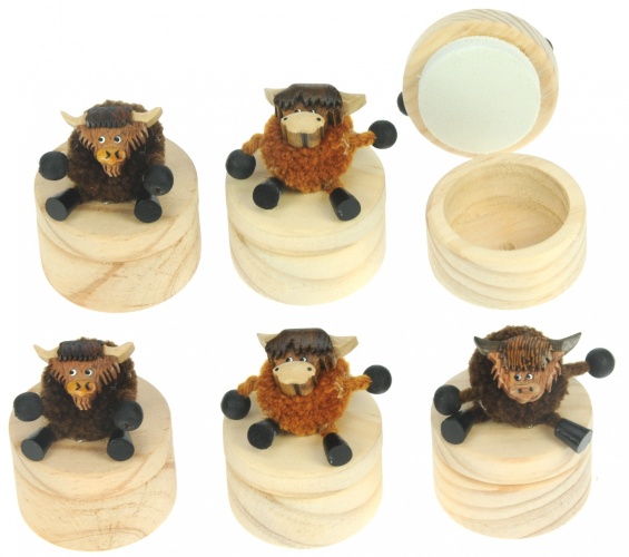 TRK-HC : Trinket Box - Highland Cow - W 4.5cm (Pack Size 36) Price Breaks Available