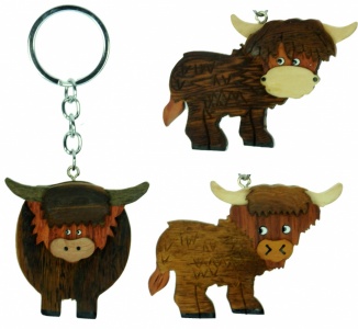 5001-HC : Highland Cow Wooden Keyrings (Pack Size 36)