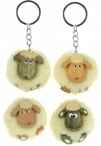 5001P-SH : Sheep Pom Keyrings (Pack Size 36) Price Breaks Available