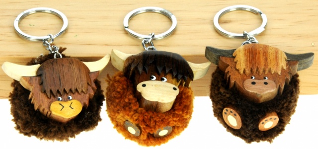 5001P-HC : Highland Cow Pom Pom Keyrings (Pack Size 72)