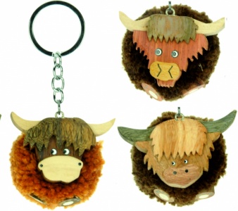 5001P-HC : Highland Cow Pom Pom Keyrings (Pack Size 36)