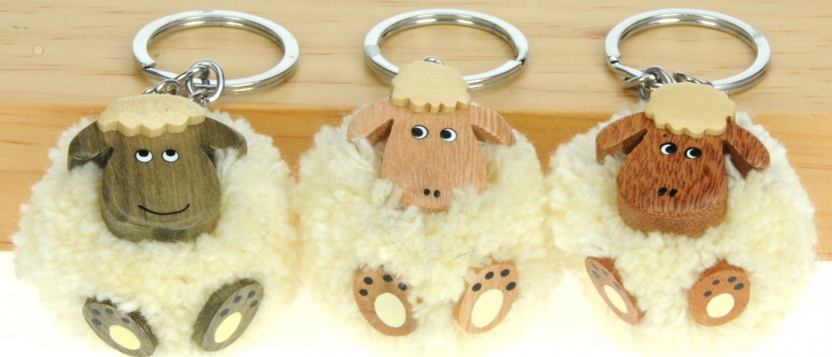 5001P-SH : Sheep Pom Keyrings (Pack Size 72) Price Breaks Available