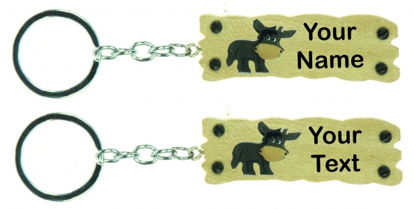 5001-SN-DK : Donkey Keyrings - Your Text (Pack Size 72) Price Breaks Available
