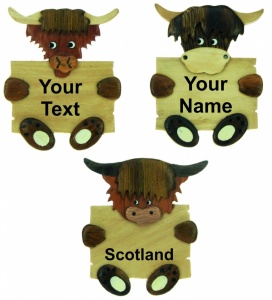 5043S-PL-HC:  Highland Cow Magnets - Your Text (Pack Size 72)